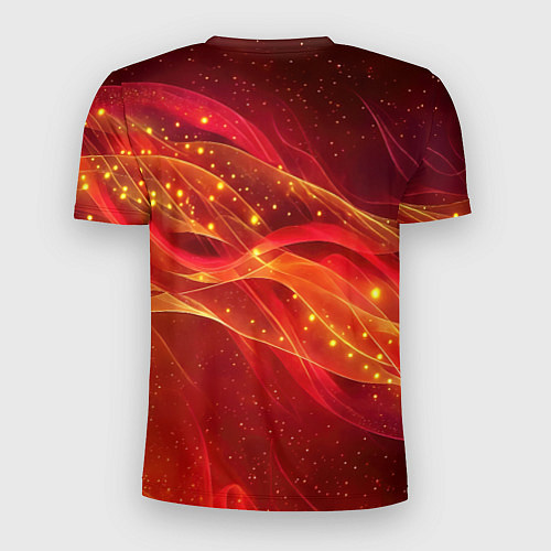 Мужская спорт-футболка Красные и оранжевые линии с золотым блеском / 3D-принт – фото 2