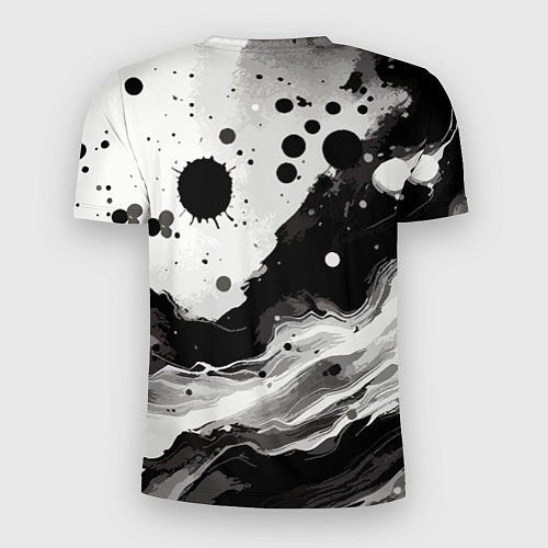 Мужская спорт-футболка Чёрно-белая абстракция - кляксы / 3D-принт – фото 2