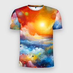 Футболка спортивная мужская Закат солнца - разноцветные облака, цвет: 3D-принт