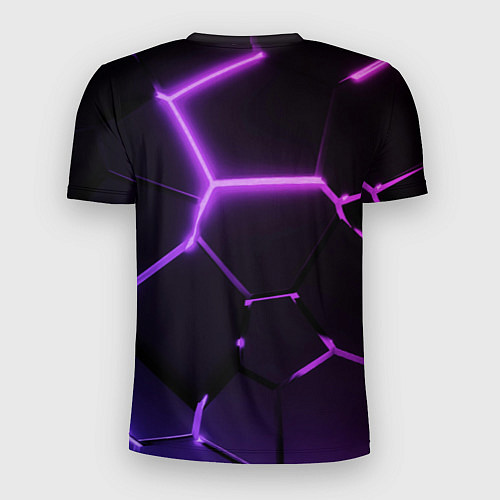 Мужская спорт-футболка Темные фиолетовые неоновые плиты в разломе / 3D-принт – фото 2
