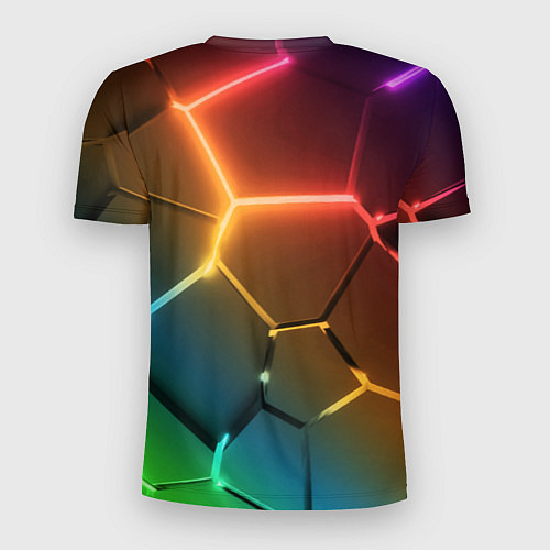 Мужская спорт-футболка Радужные неоновые плиты в разломе / 3D-принт – фото 2