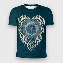 Мужская спорт-футболка Символика северного воина - шлем ужасов агисхъяльм