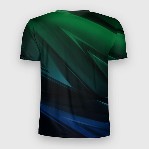 Мужская спорт-футболка Зелено-синие абстрактные объемные полосы / 3D-принт – фото 2