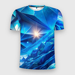 Футболка спортивная мужская Синяя объемная абстракция со вспышкой, цвет: 3D-принт