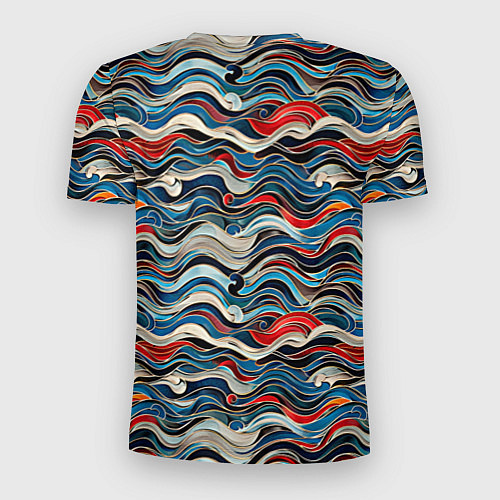 Мужская спорт-футболка Разноцветные абстрактные волны / 3D-принт – фото 2