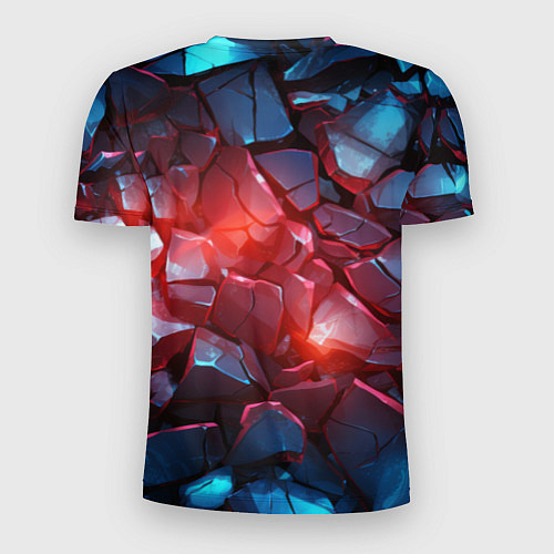 Мужская спорт-футболка Синие камни с красным светом / 3D-принт – фото 2