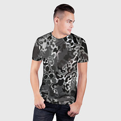 Футболка спортивная мужская Чёрно-серый абстракция, цвет: 3D-принт — фото 2