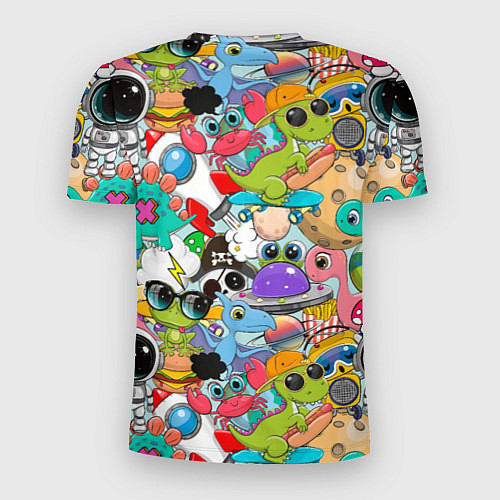 Мужская спорт-футболка Разноцветные мультяшные персонажи / 3D-принт – фото 2