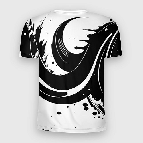 Мужская спорт-футболка Чёрно-белая экспрессивная абстракция / 3D-принт – фото 2