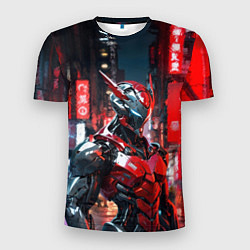 Мужская спорт-футболка Бронированный красный киборг