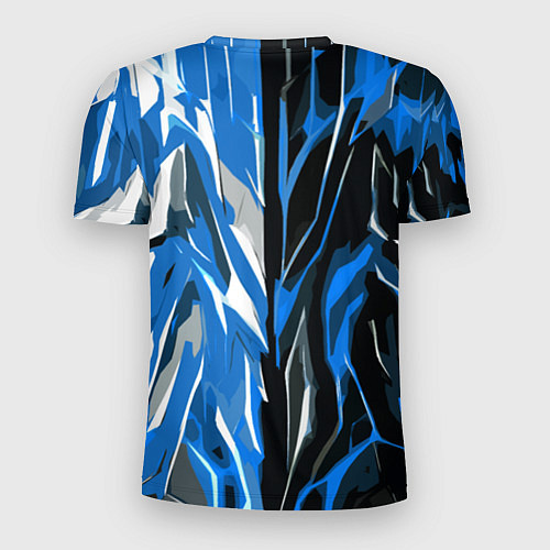 Мужская спорт-футболка Синяя абстракция на чёрно-белом фоне / 3D-принт – фото 2