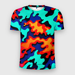 Футболка спортивная мужская Разноцветный кислотный камуфляж, цвет: 3D-принт
