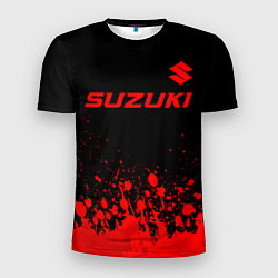 Мужская спорт-футболка Suzuki - red gradient посередине
