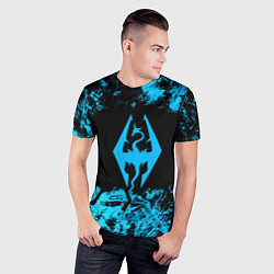 Футболка спортивная мужская Skyrim краски лого, цвет: 3D-принт — фото 2