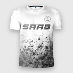 Мужская спорт-футболка Saab - white gradient посередине