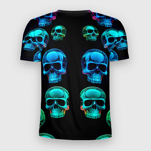 Мужская спорт-футболка Neon skulls - ai art pattern / 3D-принт – фото 2