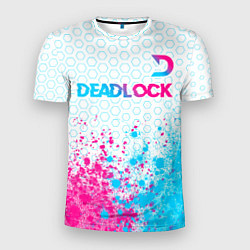 Мужская спорт-футболка Deadlock neon gradient style посередине