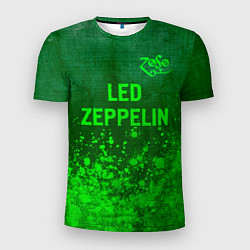 Мужская спорт-футболка Led Zeppelin - green gradient посередине