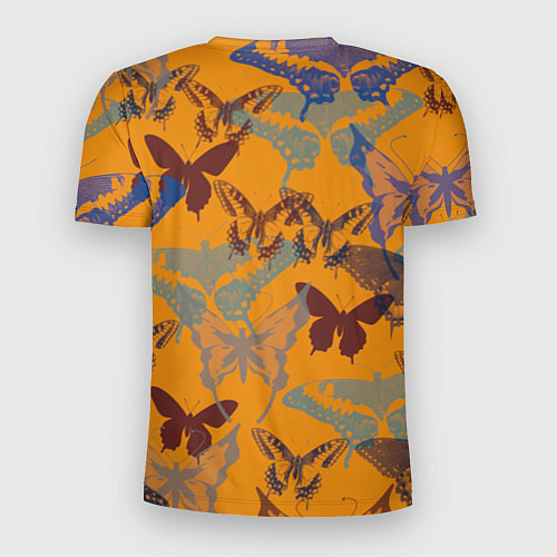Мужская спорт-футболка Бабочки на оранжевом - паттерн / 3D-принт – фото 2