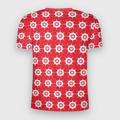 Мужская спорт-футболка Паттерн с штурвалами на красном / 3D-принт – фото 2