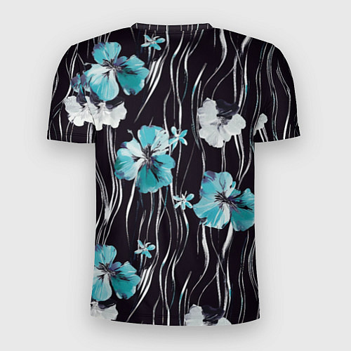 Мужская спорт-футболка Цветы и волнообразные линии / 3D-принт – фото 2