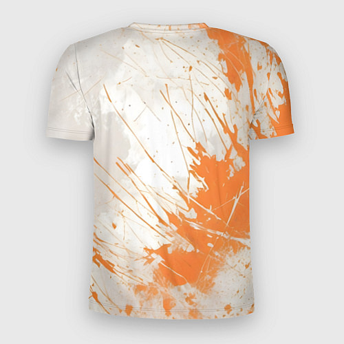 Мужская спорт-футболка Оранжевая краска на белом / 3D-принт – фото 2