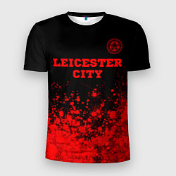 Мужская спорт-футболка Leicester City - red gradient посередине