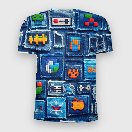 Мужская спорт-футболка Пиксельные символы на пэчворк / 3D-принт – фото 2
