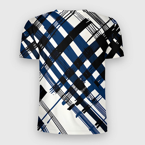 Мужская спорт-футболка Косая клетка бело-синяя / 3D-принт – фото 2