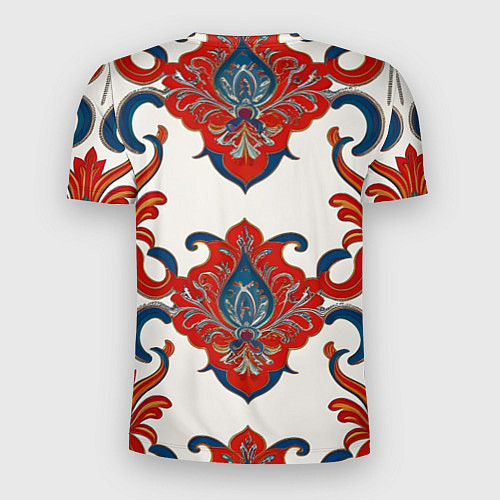 Мужская спорт-футболка Узор красно-синий на белом фоне / 3D-принт – фото 2