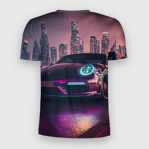 Мужская спорт-футболка Porshe ночной город / 3D-принт – фото 2