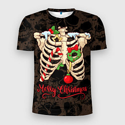 Мужская спорт-футболка Merry Christmas - skeleton