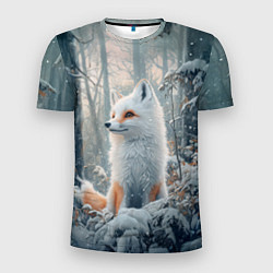 Футболка спортивная мужская Белый лис с рыжими пятнами, цвет: 3D-принт
