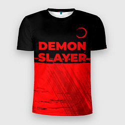 Мужская спорт-футболка Demon Slayer - red gradient посередине