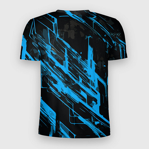 Мужская спорт-футболка Blue stripes on a black background / 3D-принт – фото 2