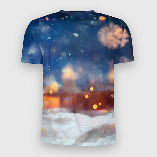 Мужская спорт-футболка Змея на фоне новогоднего кремля / 3D-принт – фото 2