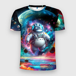 Мужская спорт-футболка Astronaut Totoro in neon space - ai art fantasy