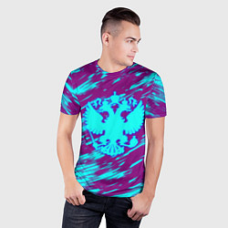 Футболка спортивная мужская Герб РФ холодные краски, цвет: 3D-принт — фото 2