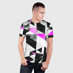 Футболка спортивная мужская Black and pink abstraction on a white background, цвет: 3D-принт — фото 2