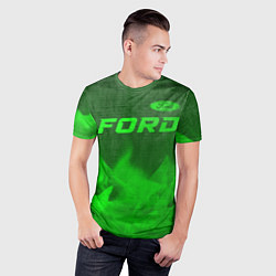 Футболка спортивная мужская Ford - green gradient посередине, цвет: 3D-принт — фото 2