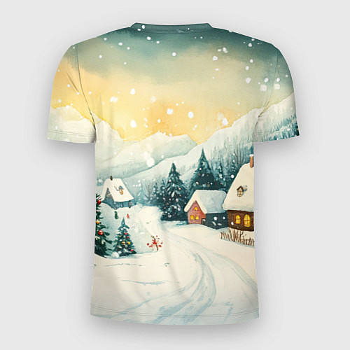 Мужская спорт-футболка Праздничная деревушка / 3D-принт – фото 2