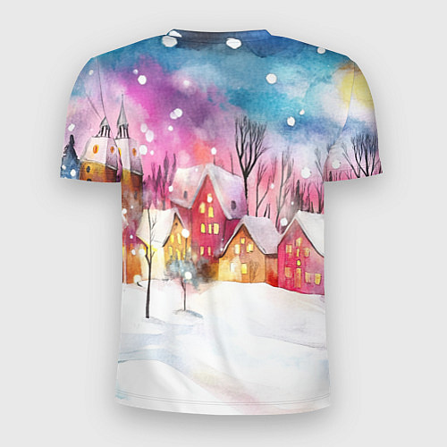 Мужская спорт-футболка Новогодний ночной дворик / 3D-принт – фото 2