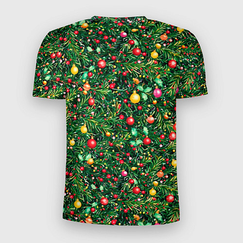 Мужская спорт-футболка Разноцветные шары на ёлке / 3D-принт – фото 2