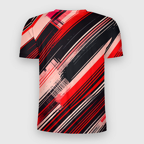 Мужская спорт-футболка Красные диагональные полосы на чёрном фоне / 3D-принт – фото 2