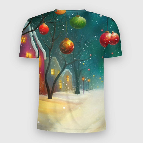 Мужская спорт-футболка Новогодние шары и тропинка / 3D-принт – фото 2