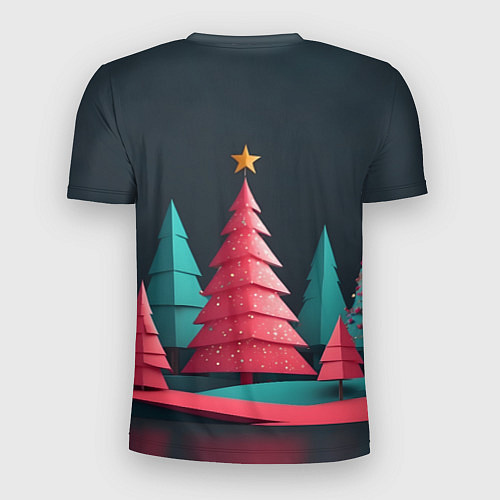 Мужская спорт-футболка Новогодний ночной лес / 3D-принт – фото 2
