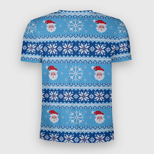 Мужская спорт-футболка Вязаный новогодний узор с Дедом Морозом / 3D-принт – фото 2