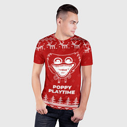 Футболка спортивная мужская Новогодний Poppy Playtime с оленями, цвет: 3D-принт — фото 2