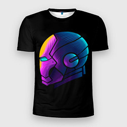 Мужская спорт-футболка Неоновый железный человек