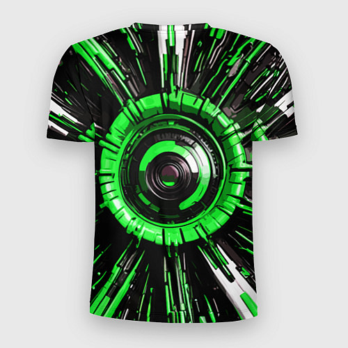 Мужская спорт-футболка Чёрно-зелёная сфера киберпанк / 3D-принт – фото 2
